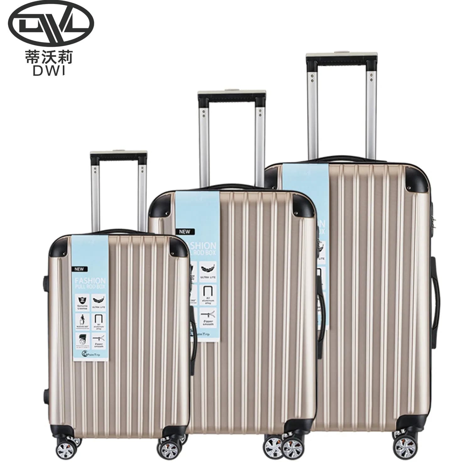 Customized Hardshell Trolley Luggage Set Durable ABS Spinner Zipper Suitcase Wholesale
