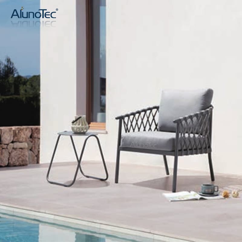 Hand Woven Rope Garden Furniture Waterproof Fabric Outdoor Garden Sofa
