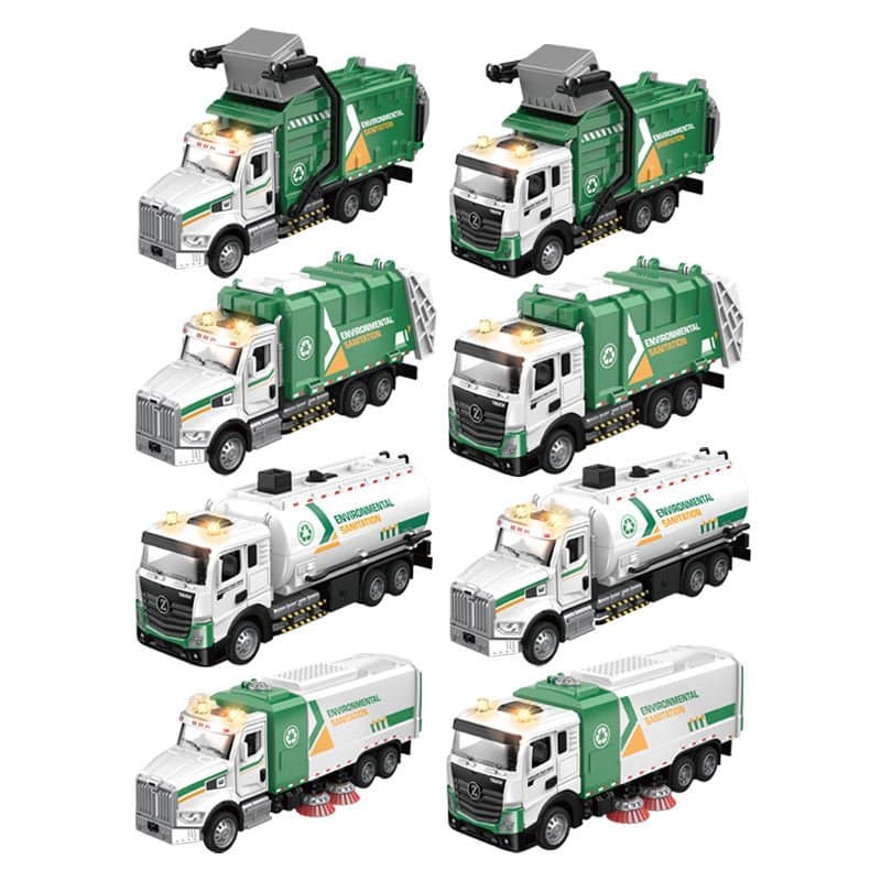 Hot-Selling Boy Toy Car Alloy Casting Waste Collection Car Model, Rear Garbage Disposal Car, with Lights and Music