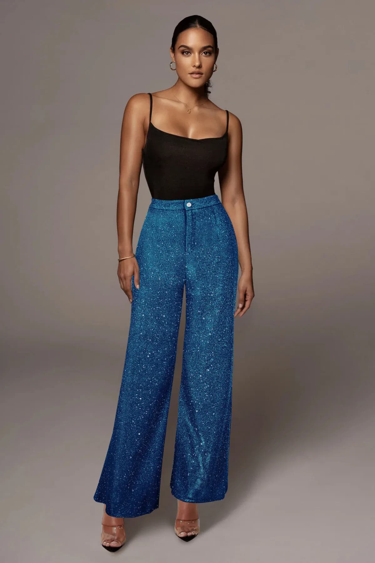 Stylish High Waist Wide Leg Pants for Women - Black
