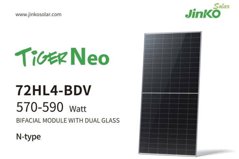 Jinko Tiger Neo N-Type Photovoltaic Solar Panels 500W 550W 500 550 Watts Topcon Bifacial Mono Solar Panel in Stock