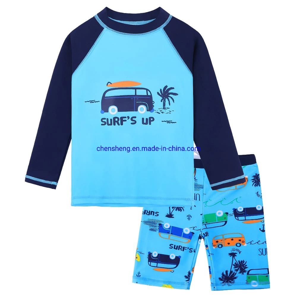 Babies Boy Fashionable Swimwear Long Sleeve Kids Boys Swimsuit Two Pieces