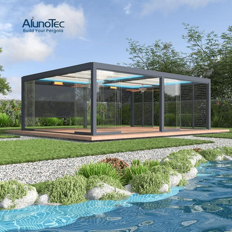 Factory Wholesale Motorized Metal Gazebo Adjustable Patio Pergolas Louvered Rooftop Manual Louver Aluminum Pergola
