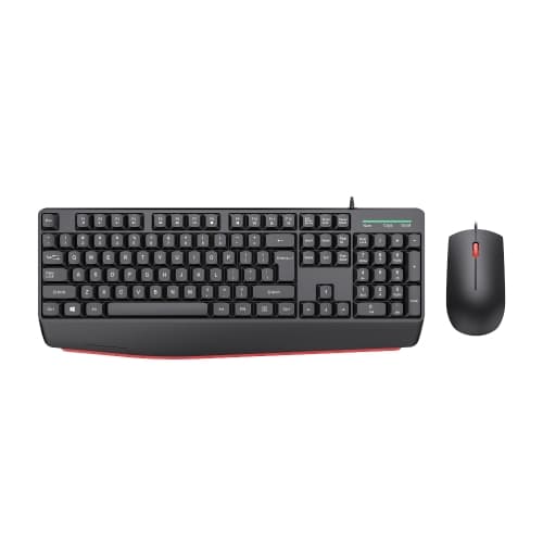 Business Office Combo Low-Profile Keys Ergonomic Design Wired Keyboard and Mouse Set 104-Key