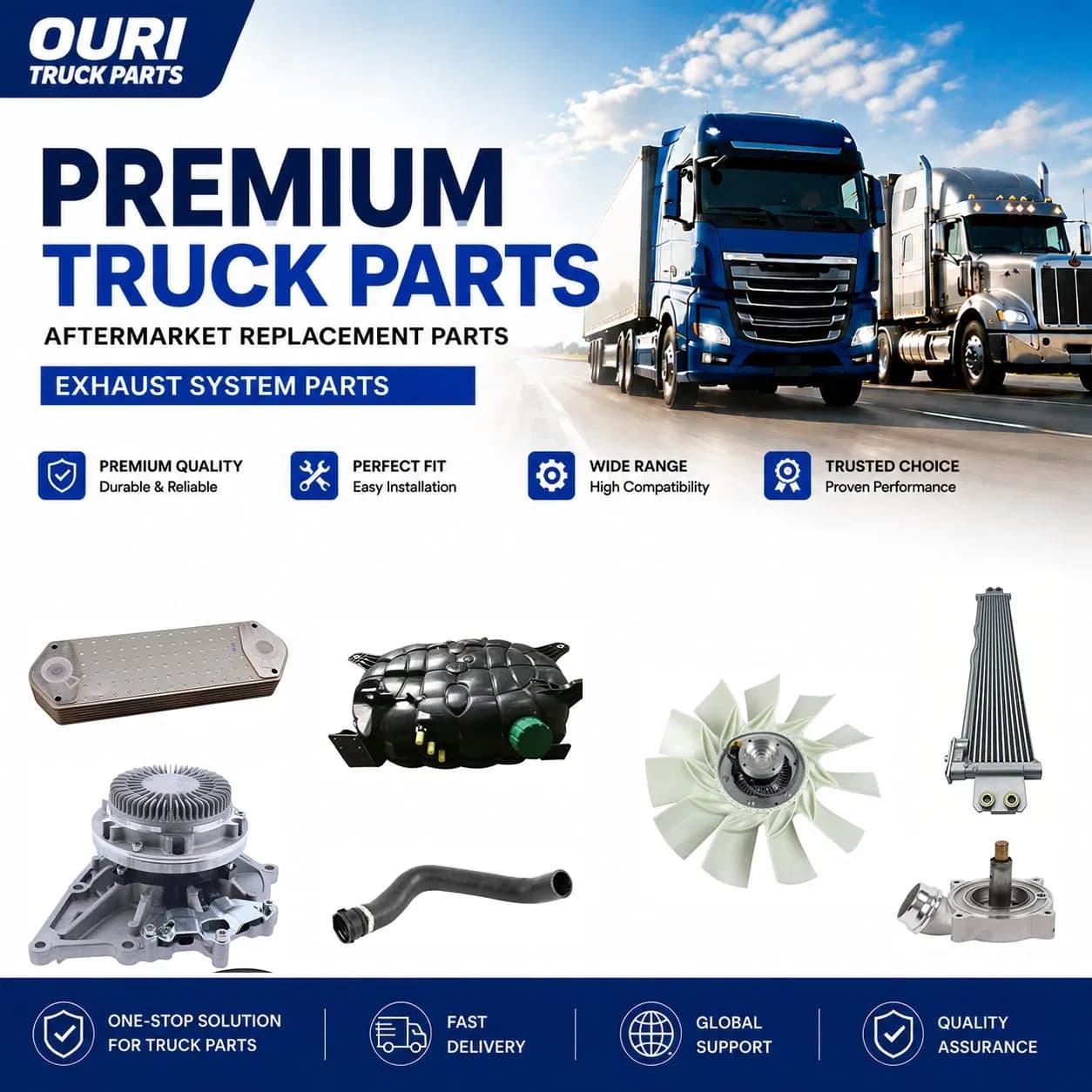 Cooling System Parts for Volvo Freightliner Mercedes Scania Man Trucks