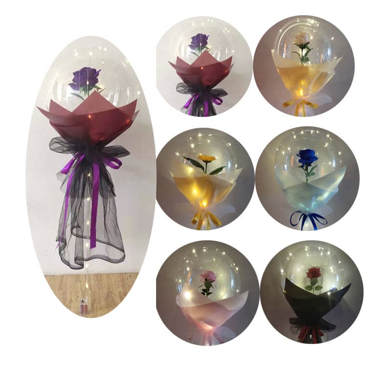 Flower Light LED Rose Wedding Balloons Commercial LED Luminous Latex Balloon Decor Rose Bouquet Lights Valentines Day Gift