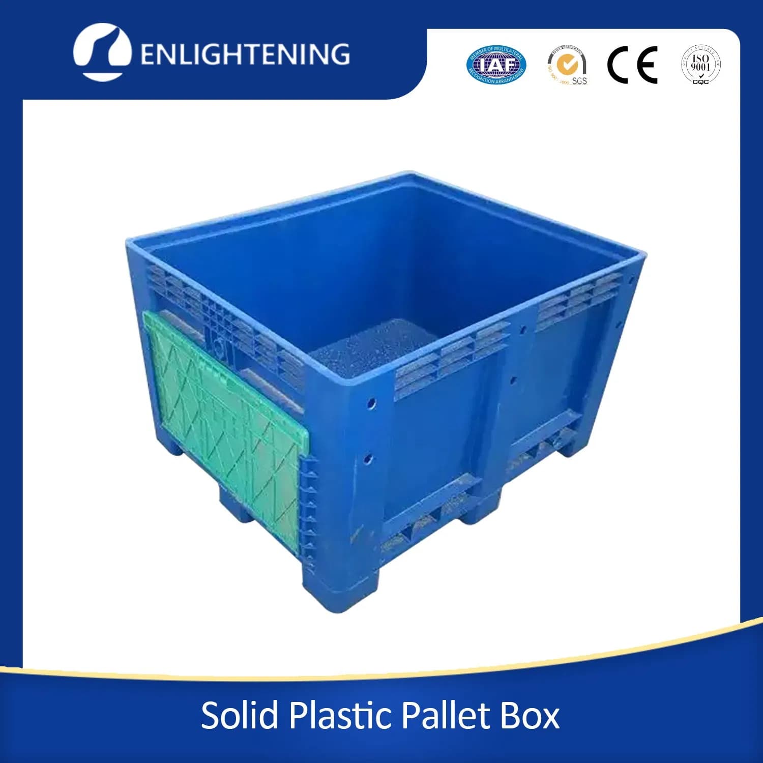 Heavy Duty 606L Large Warehouse Bulk Storage HDPE Euro Industry Solid Rigid Food Grade Stackable Plastic Pallet Box with Side Door