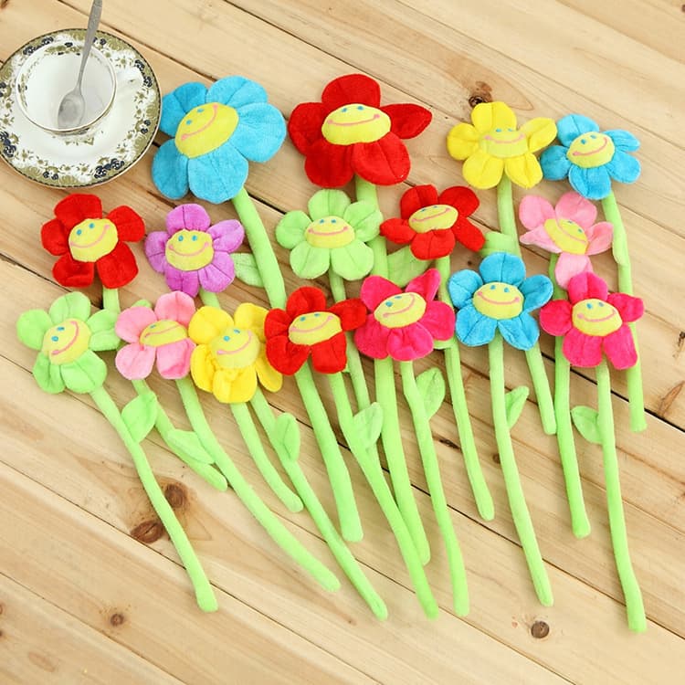 Colorful Sunflower for Valentine Stuffed Plush Flower with Smiles