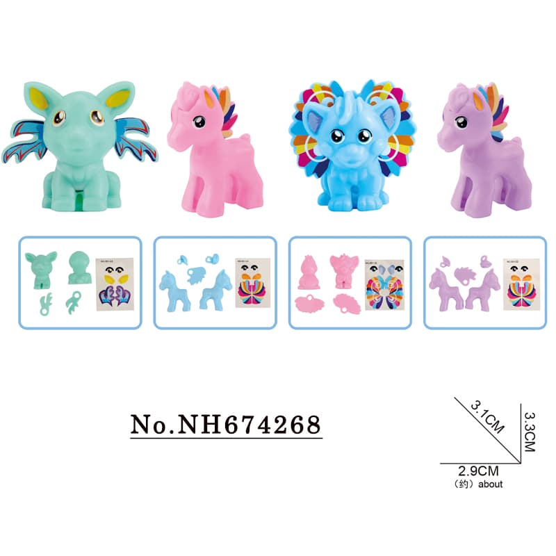 Promotional Gift Toy Small Assemble Animal Horse Toy for Egg