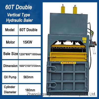 60t Double Waste Carton Beverage Can Plastic Film Baler Machine