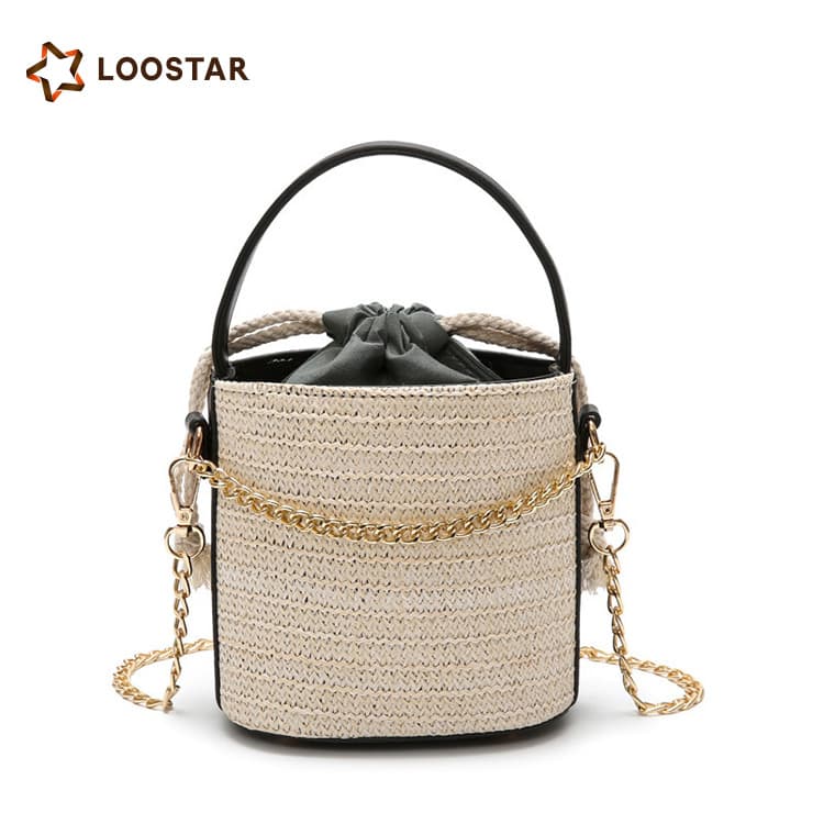 Lady Handbag Holiday Style Shoulder Bag Fashion Women Wood Bucket Bag