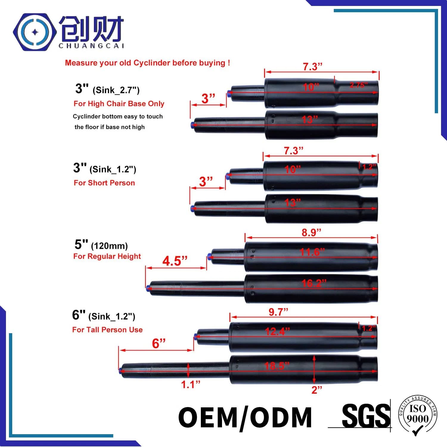 Qpq Series Gas Spring/Gas Lift/Gas Cylinder for Chair