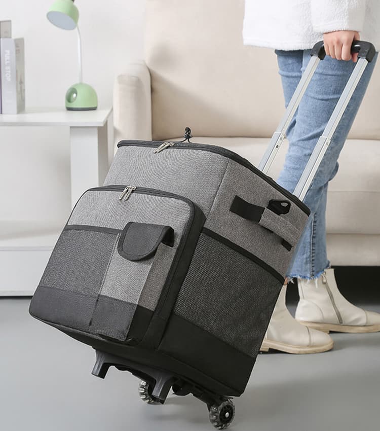 Custom Outdoor Insulated Waterproof Large Capacity Lightweight Picnic Bottle Cooler Bag with Pull Rod