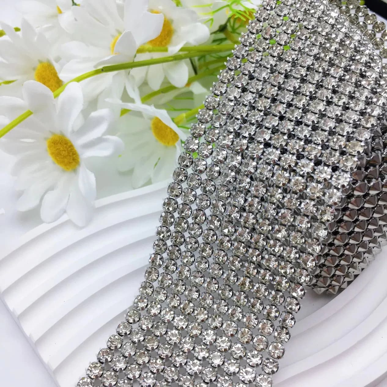 High Multi Row Metal Rhinestone Chain Diamond Trim Seam Diamond Wedding Accessories
