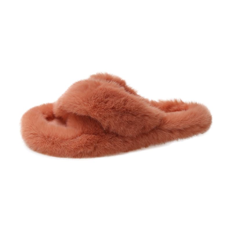 Women Fashion Flat Fuzzy Furry Fur Winter Plush Indoor Bedroom Cute Warm Fluffy Slippers