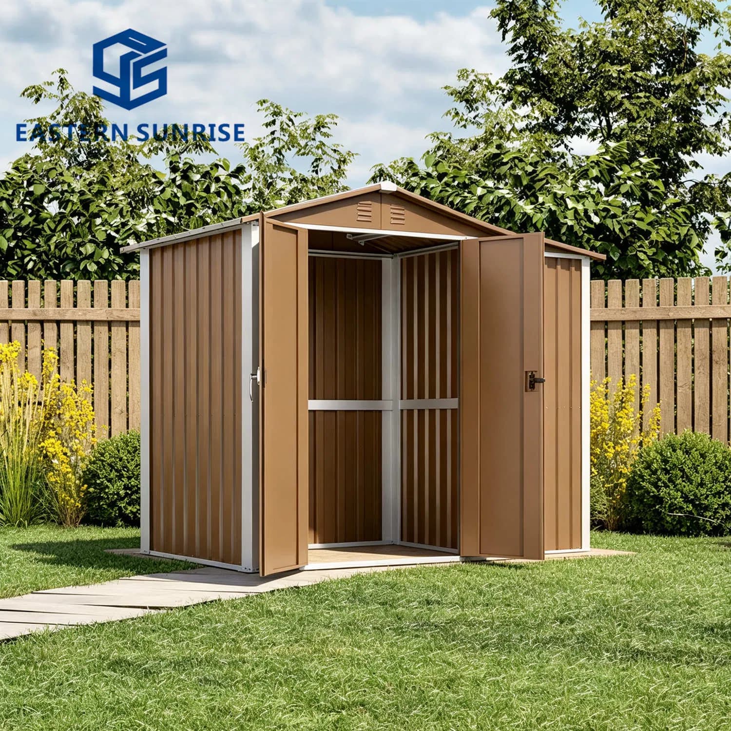 Double-Slope 4*3 FT Outdoor Garden Sheds Metal Tools Storage Shed