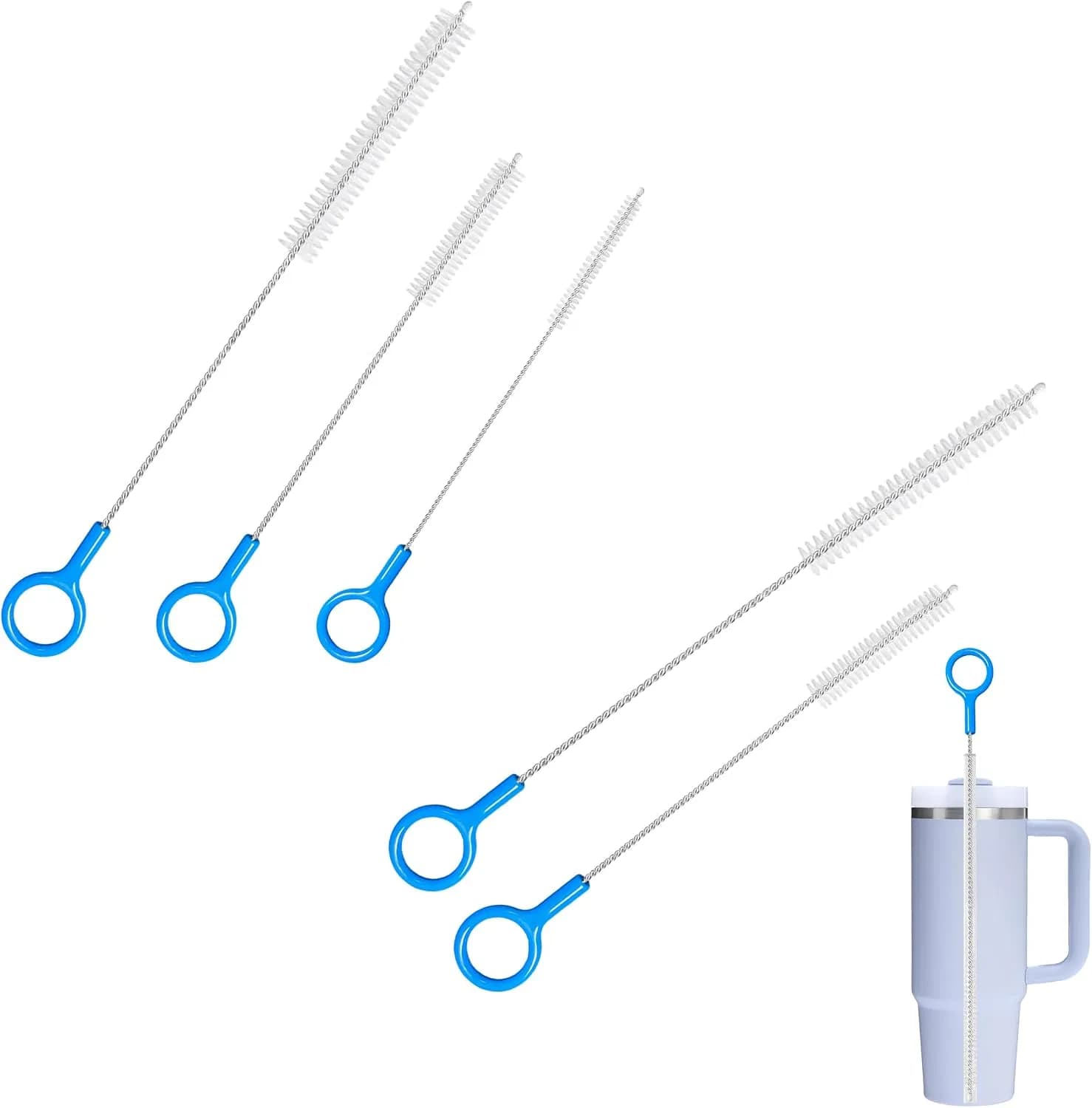 5-Pack Extra Long Straw Cleaning Brushes with Nylon Bristles for Reusable Straws