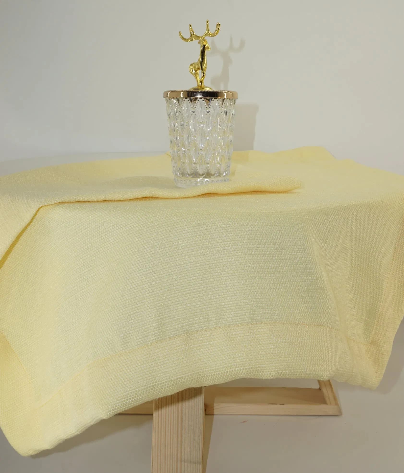 Yellow Slub Linen Like Texture Fabric for Table Cloth and Napkins Nature-Inspired Table Linens