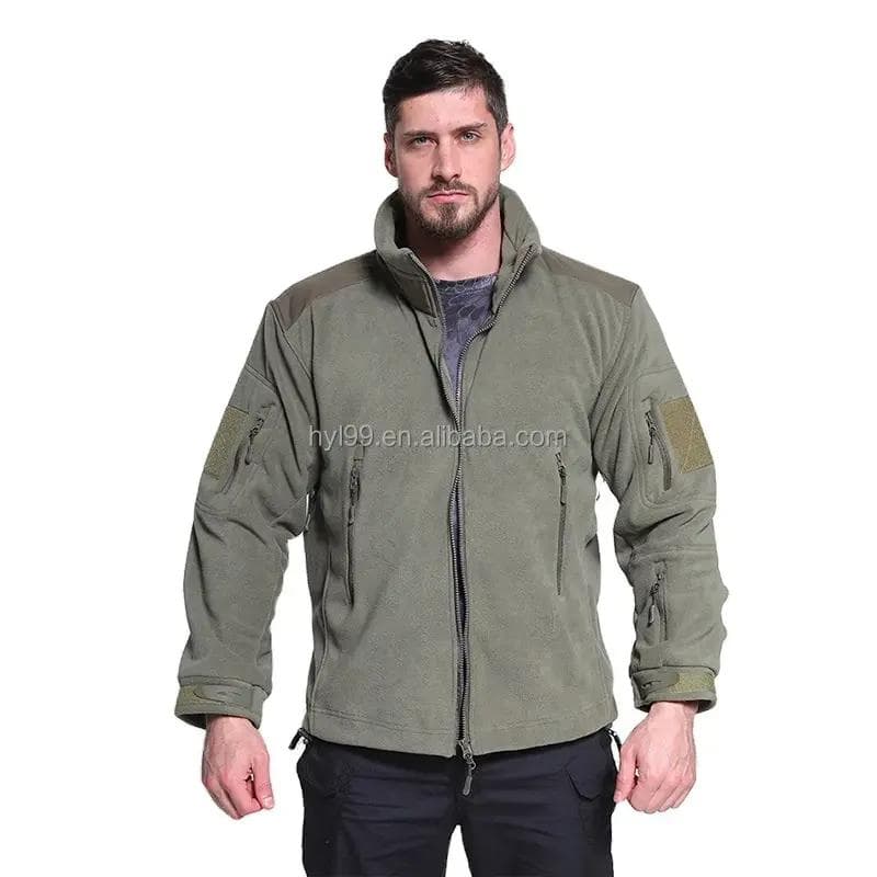 Stock OEM Men's Fleece Tactical Jacket Fleece Winter Jacket Coat for Hiking Traveling Hunting Custom Embroidery Logo