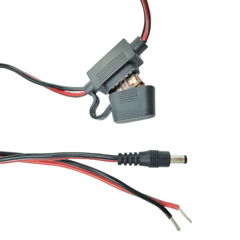 DC5521 Male to Tinned Stripped End Cable with Fuse Holder Wire Harness