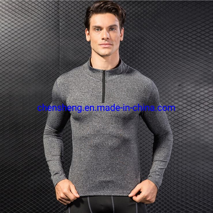New Polyester Spandex Men Sports Active Cycling Compression Wear Long Sleeve Shirt OEM for Man T-Shirt Gym