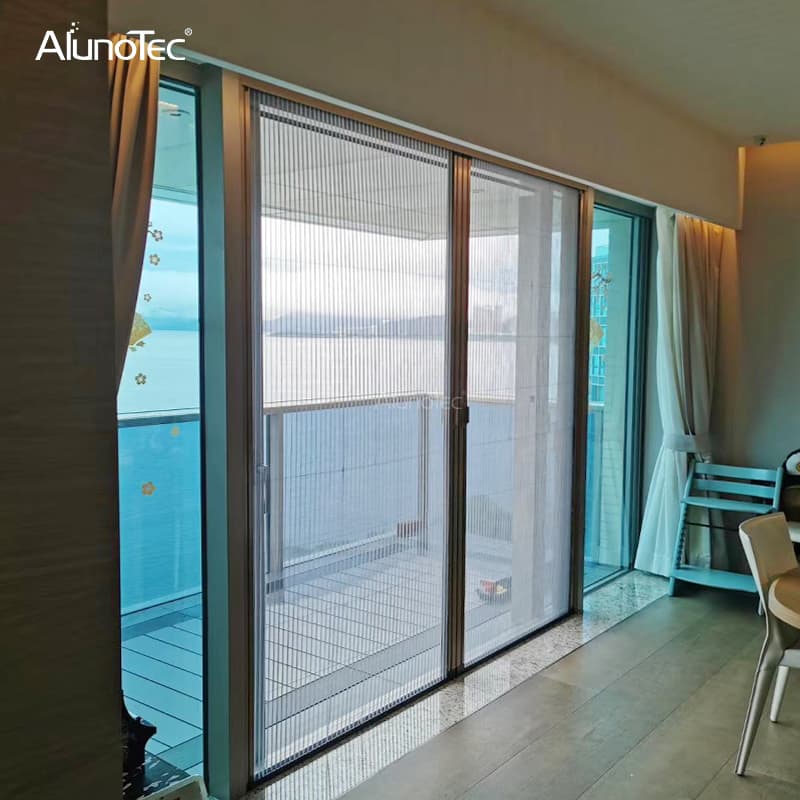 Factory Price Customized Folding Mesh Trackless Sliding Aluminum Screen Shutters Door for Pavilion