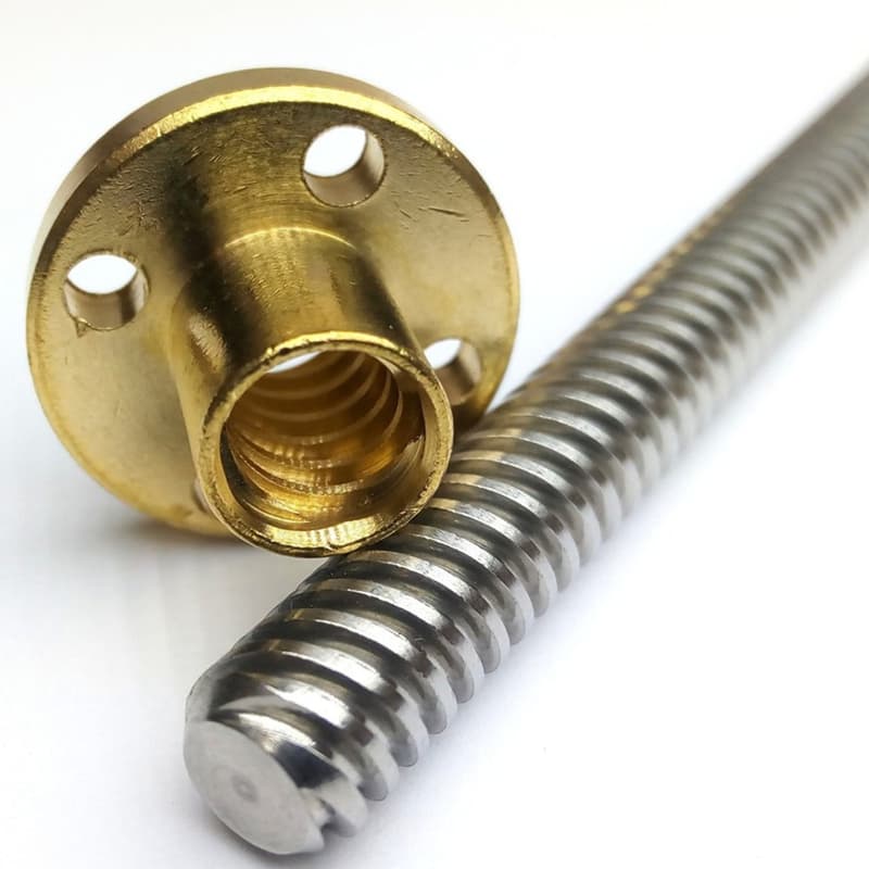 8mm 10mm 12mm 14mm 16mm 20mm Acme Screw Trapezoidal Thread and Brass Flange Nut