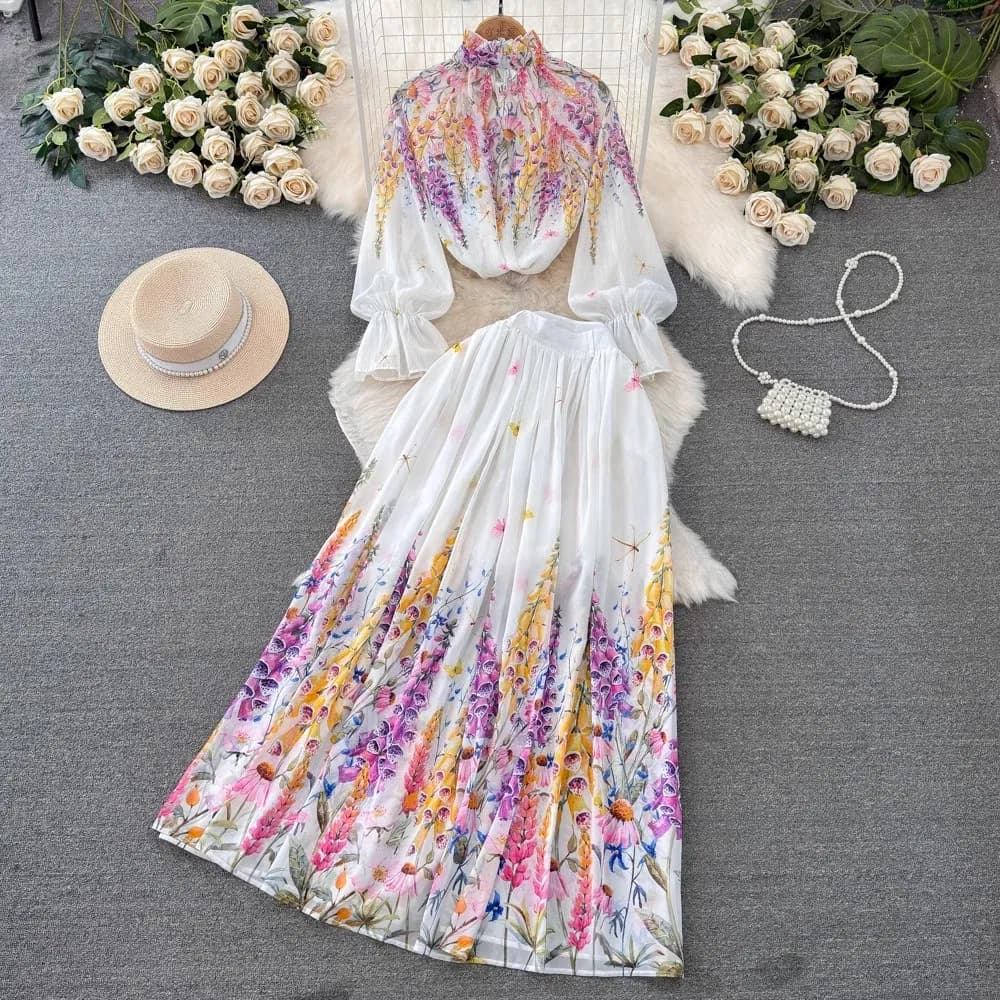 Elegant Two-Piece Women's Suit Set with Long Dress
