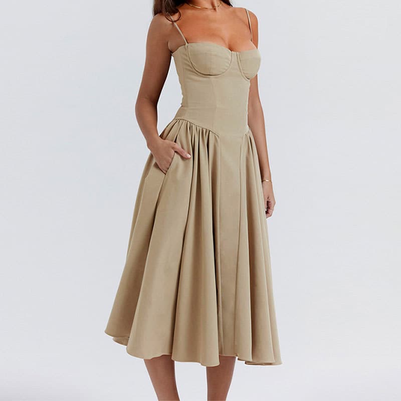 Wholesale New Fashion Sexy Halter High-Waisted Slim-Fit Long Slip Dress for Fashion-Forward Ladies