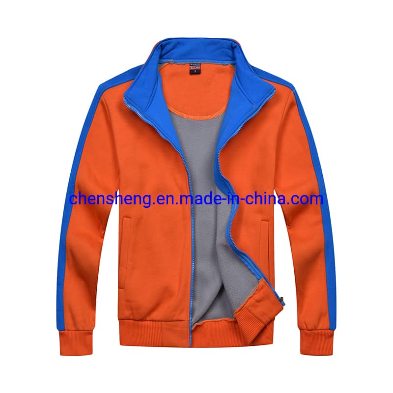 Fleece Casual Hoodies Sweater Coat Men Cardigan Zipper Winter Jumpsuit Velvet Stand Collar Jacket