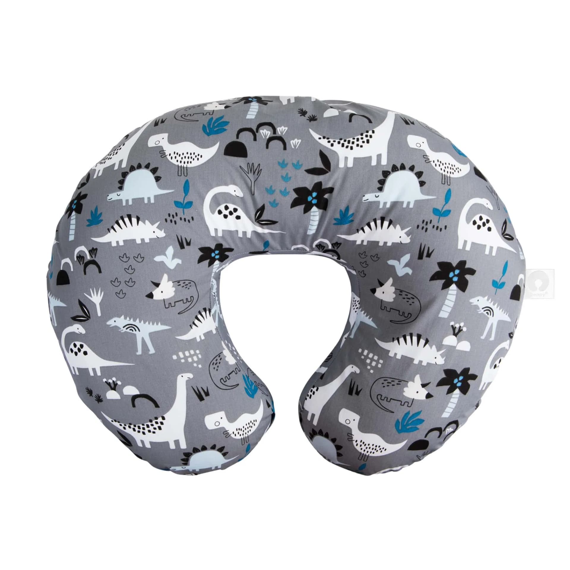 Nursing Pillow Original Support, Gray Dinosaurs, Ergonomic Nursing Essentials for Bottle and Breastfeeding, Firm Fiber Fill, with Removable Nursing Pillow Cove
