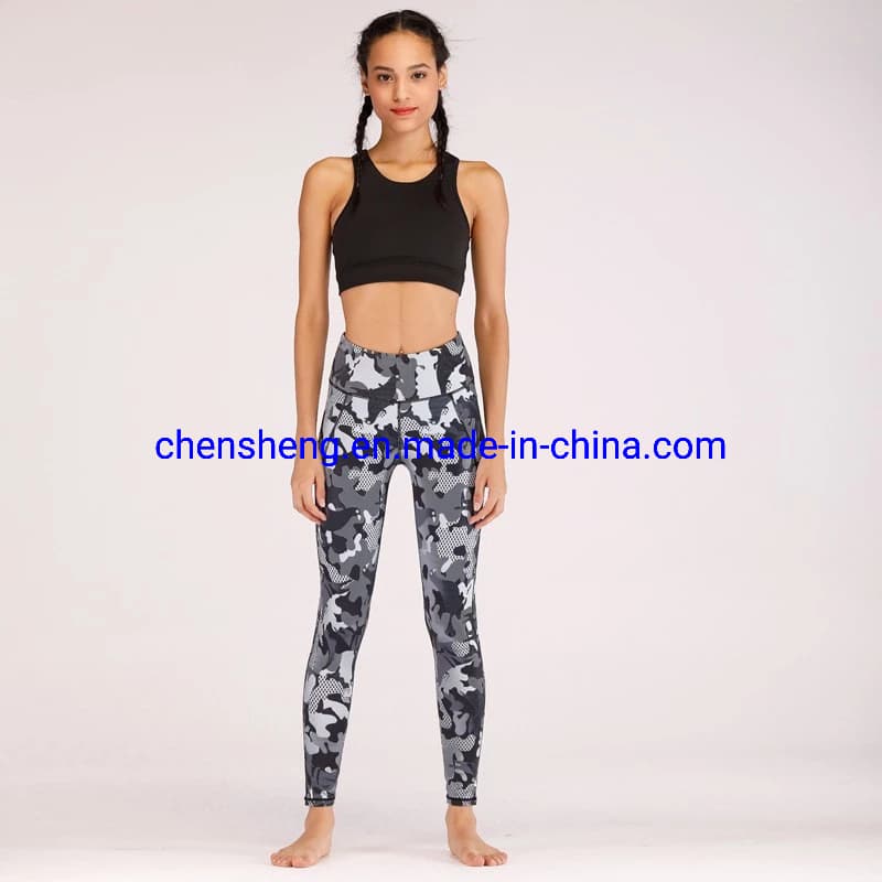 Wholesale Training Sports Yoga Wear Reflective Custom Sublimation Printed Leggings Ladies Slim Athletic Clothing Gym Tights