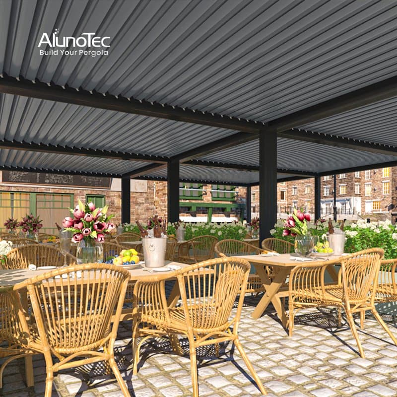 AlunoTec Restaurant Outdoor Pergola Cover with Screens and Lights