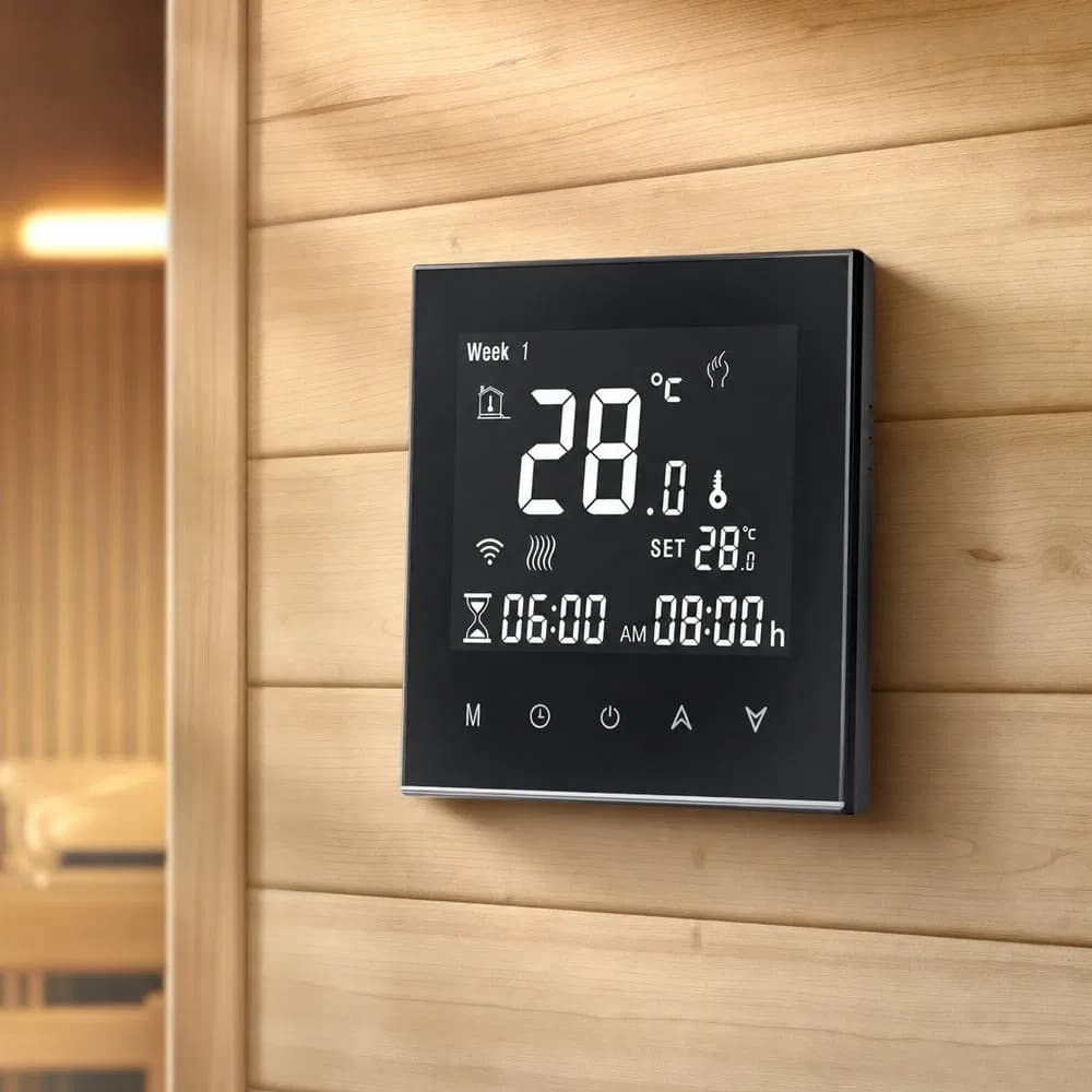Type 86 Sauna Panel Flush-Mounted Wi-Fi Sauna Controller with Negative LCD Sauna Thermostat Control Panel