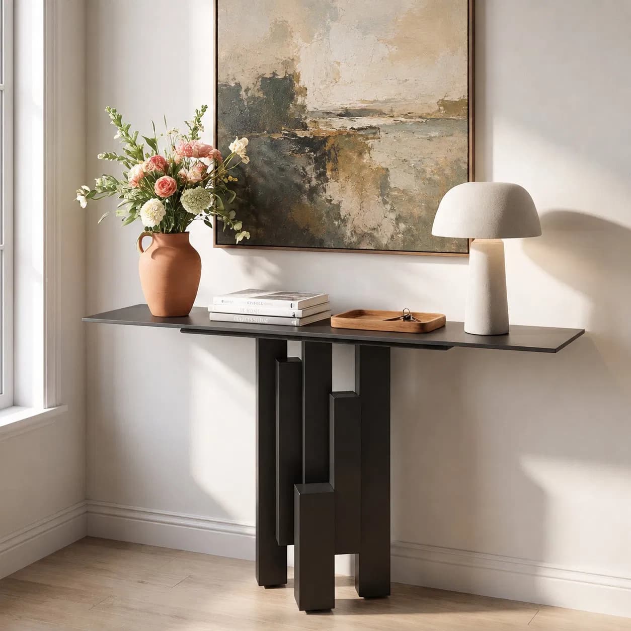 Commercial Apartment Hallway Table Luxury Villa Entryway Table Metal Hospitality Console Table