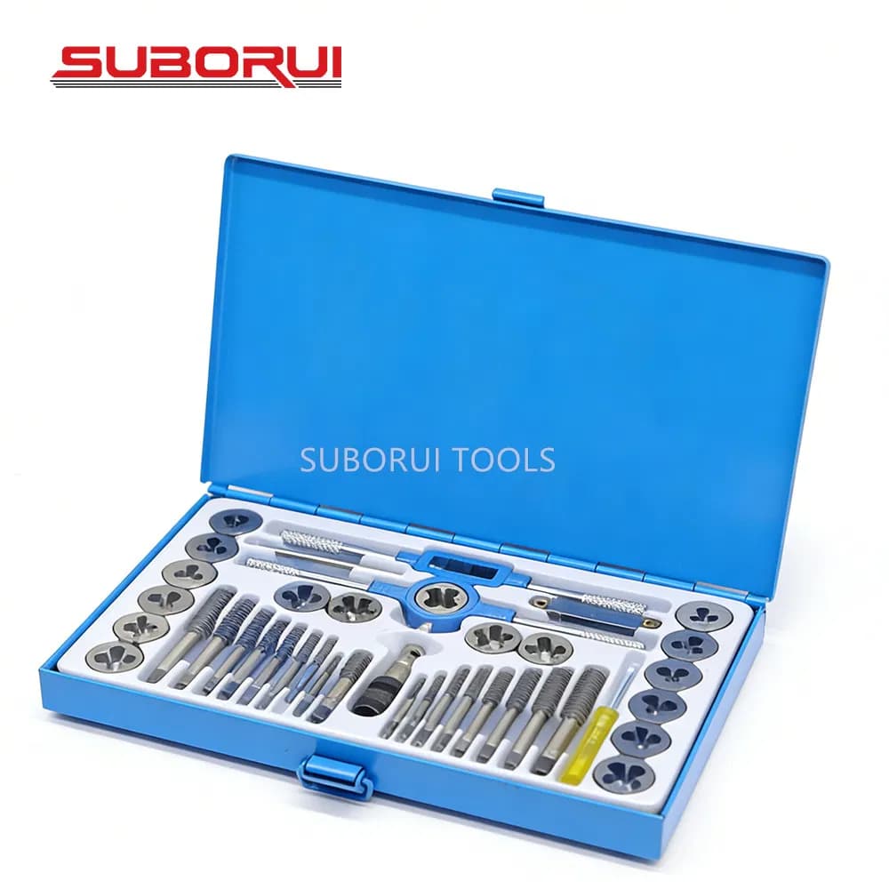 Suborui Professional OEM ODM Manufacturer 40PCS Metric & NPT Tap and Die Set Alloy Steel Threading Tool Kit with Metal Case