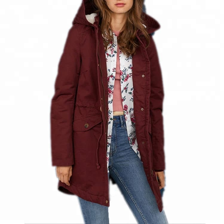Stylish Customizable 100% Cotton Padded Women Parka with Faux Fur-Lined Hood