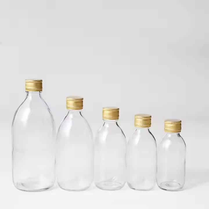 Empty Round Pharmaceutical Glass Cough Syrup Bottle with Plastic Lid
