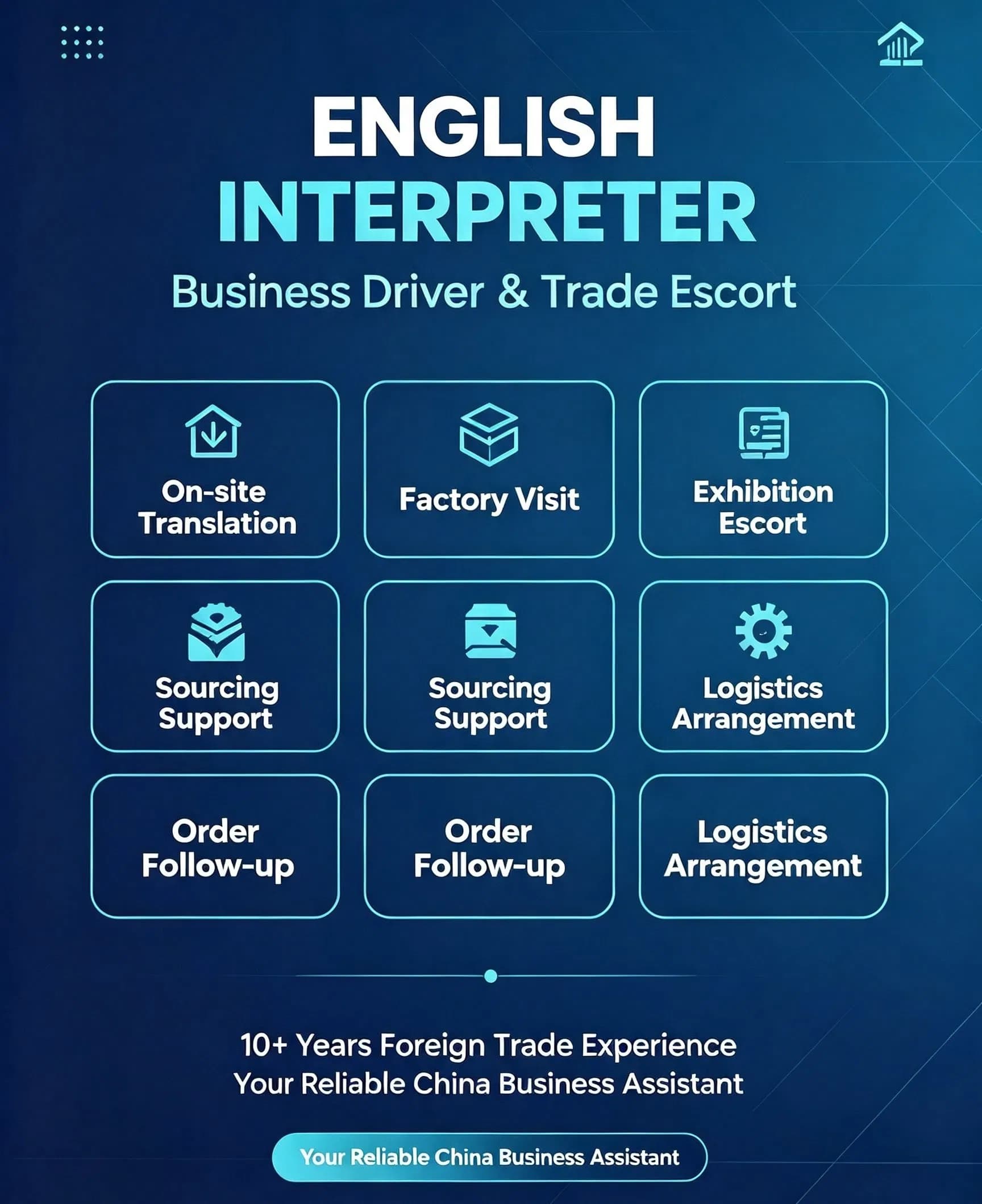Chinese Assistant for Business & Travel Interpretation Exhibition Fair Escort Factory Visit & Sourcing Translation Service