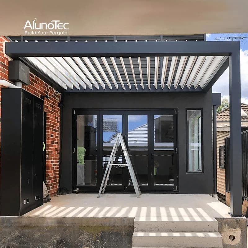 DIY Customized Outdoor BBQ Gazebo Waterproof Metal Pergola Garden Pavilion with Dimmable Linear LED Lighting