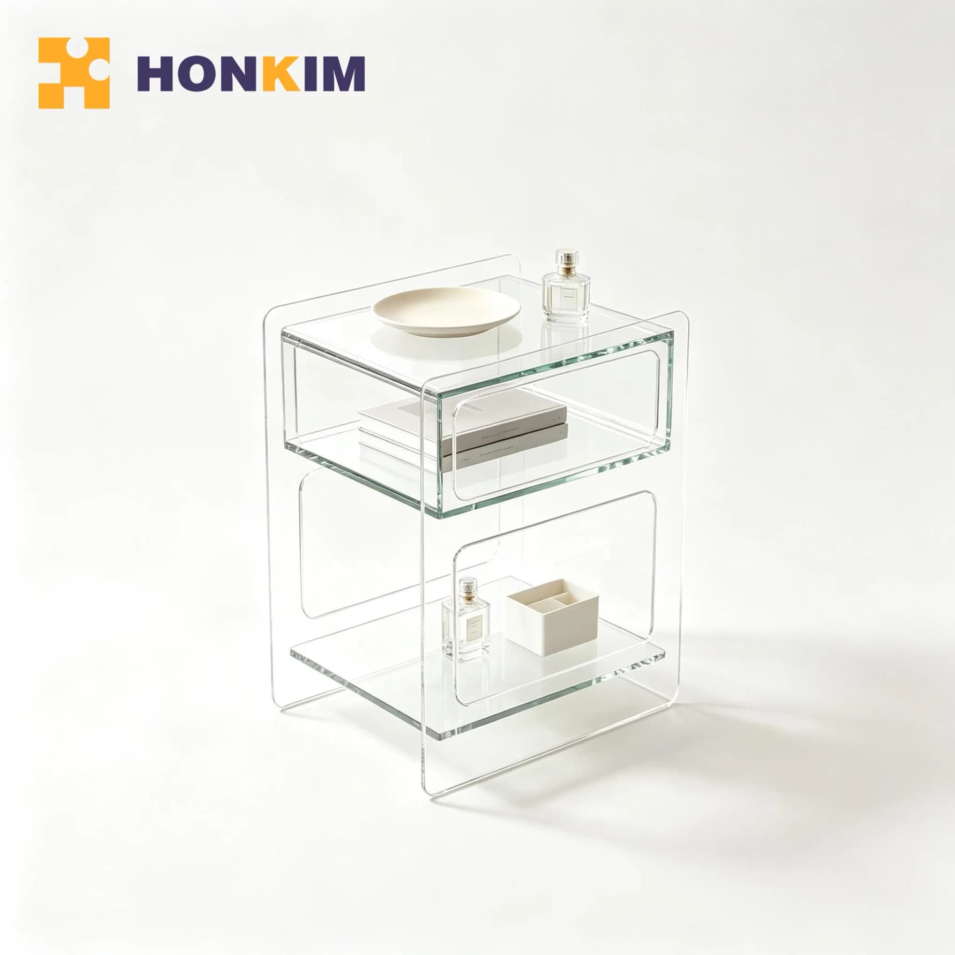 Transparent Acrylic Storage Nightstand to Save Your Bedroom Space