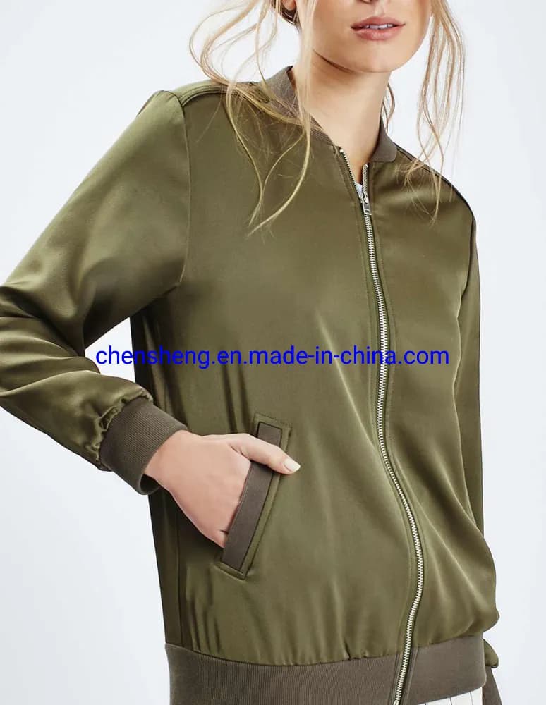 Low MOQ Custom Satin Ladies Bomber Jacket Baseball Jacket Female Winter Varsity Jackets for Women