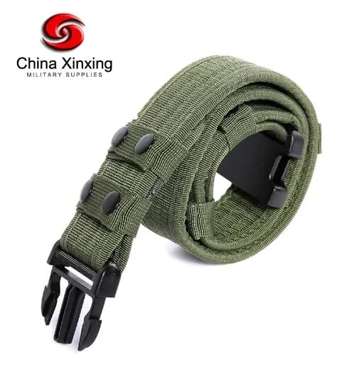 Olive Green Adjustable Outdoor Nylon Belt with Sturdy Metal Buckle