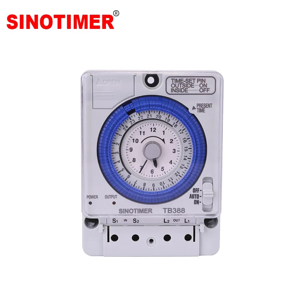 Tb388-R Plastic Mechanical Timer Switch - 15min Interval, 20A Capacity, 96 Operations, Indicator Light