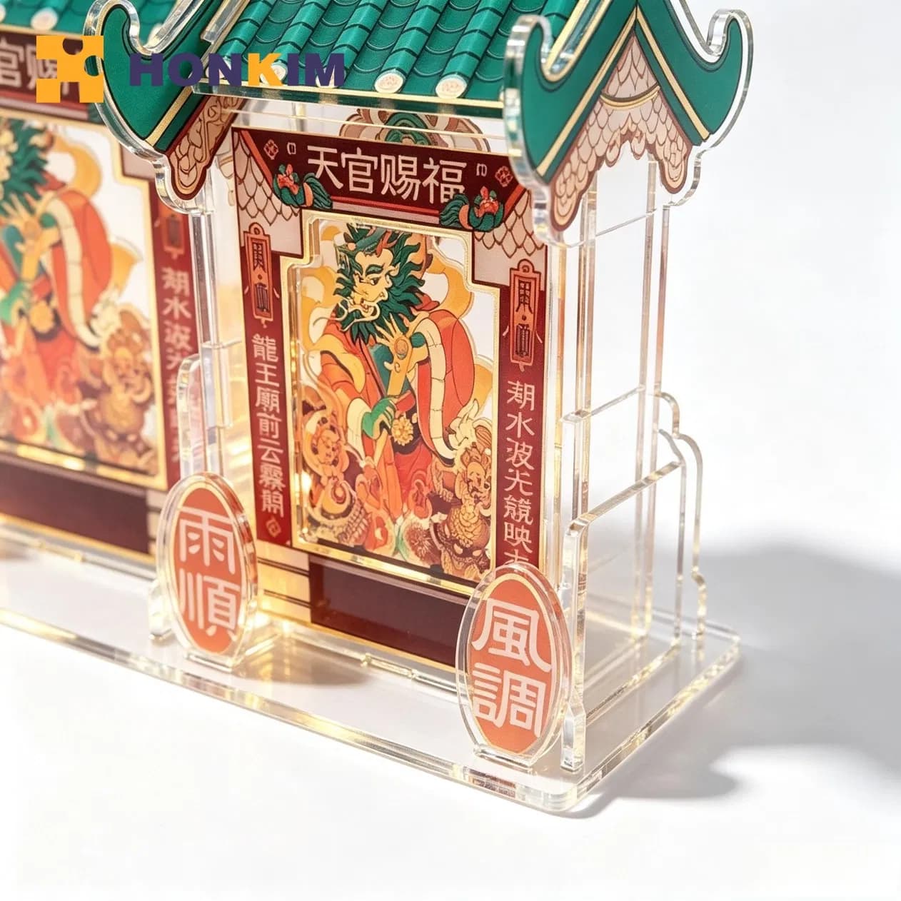 LED Lighted Acrylic Chinese-Style Pavilion Desktop Decoration