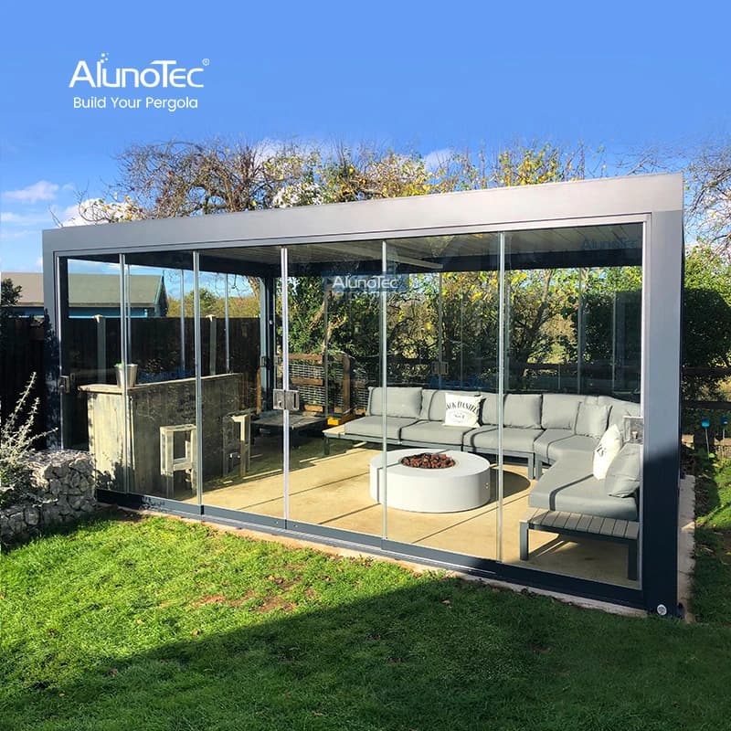 AlunoTec OEM/ODM Customized Easy Assembly Motorized Aluminium Metal Pergola Waterproof Luxury Aluminum Garden Shading Gazebo