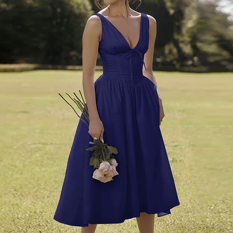 Women′ S Summer Sundress Floral Print Elegant Sleeveless MIDI Dresses Loose Casual Party Holiday Dress