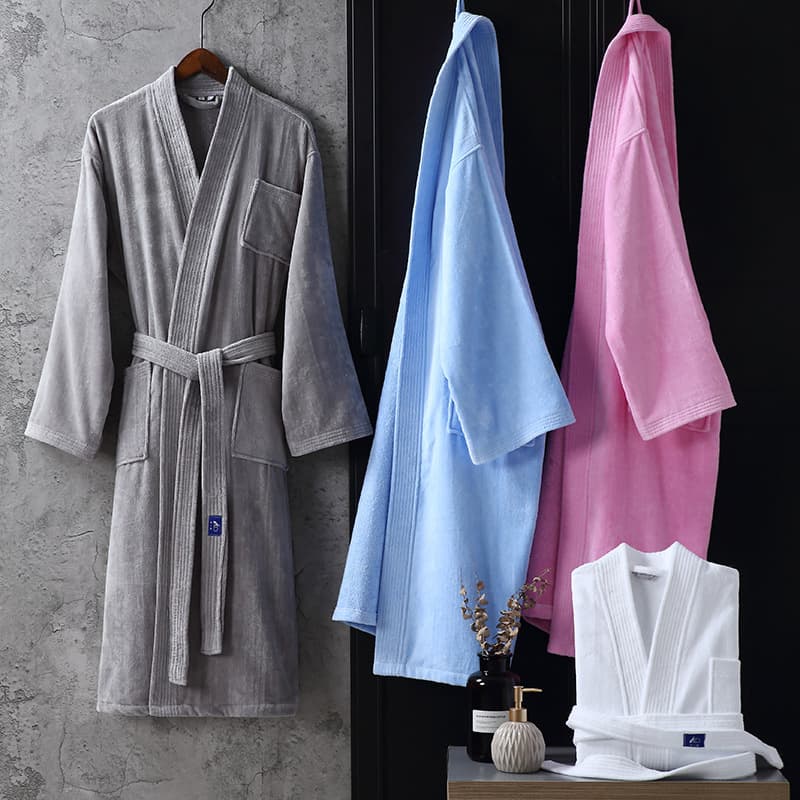 Customized Hotel SPA Dressing Gown 100% Cotton Bathrobe Nightshirts Sleepwear Bathrobe