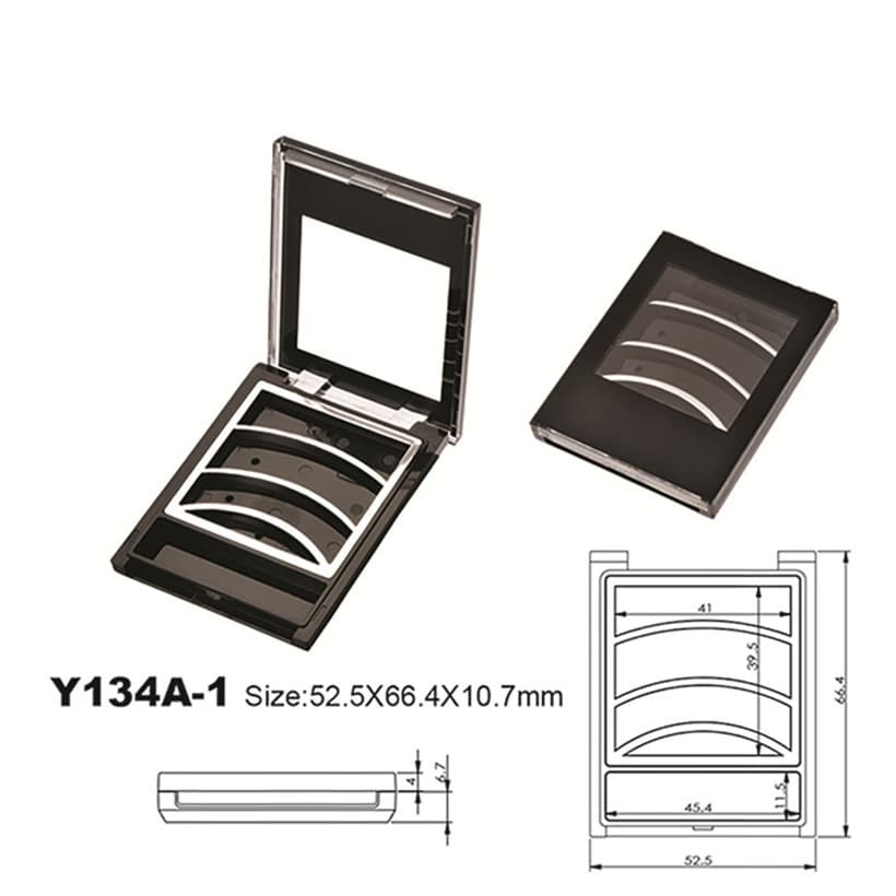 Unique Shape 4 Color Plastic Eye Shadow Palette Case Compact Box Cosmetic Packaging Y134A-1
