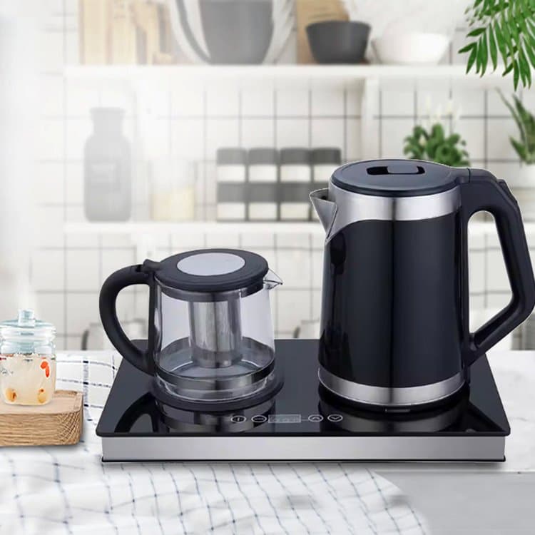 Kitchen Appliances 2L Stainless Steel Digital Control Kettle China Tea Maker and Coffee & Tea Tray Set with Tempered Glass Base